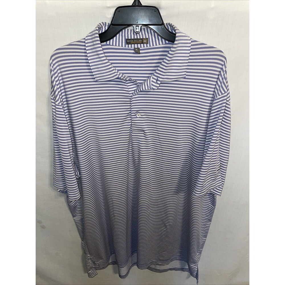Peter Millar Summer Comfort Men’s Golf Shirt Size XL Blue Striped Athleisure